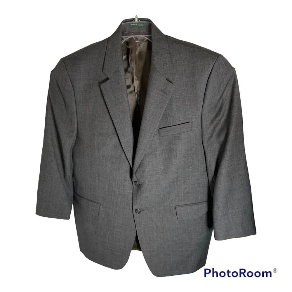 Ralph Lauren 46R Gray Suit Jacket 100%‎ Woolaine 90736.